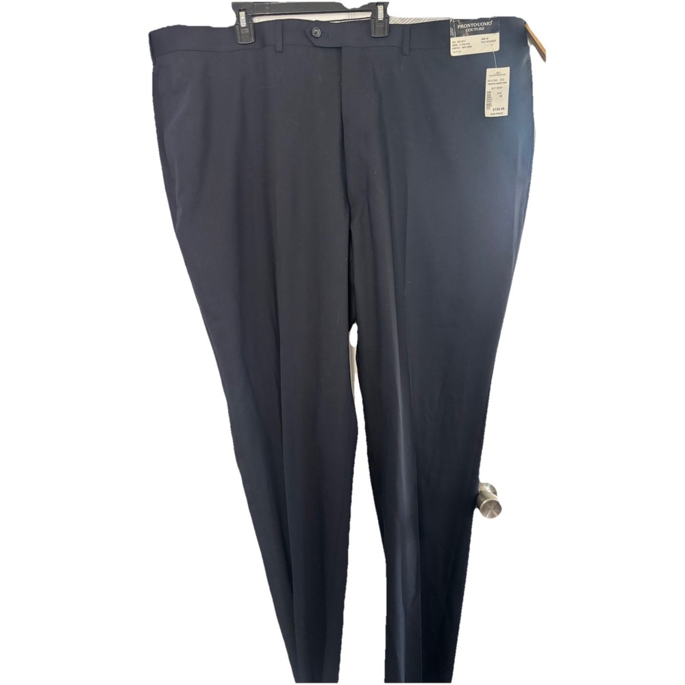 Pronto Uomo Men's Couture Suit Dress Pant 100% Wool‎ 50x36 Navy Unhemmed $169